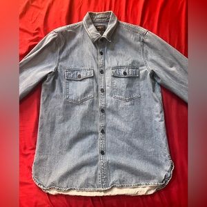 Blue denim button down shirt